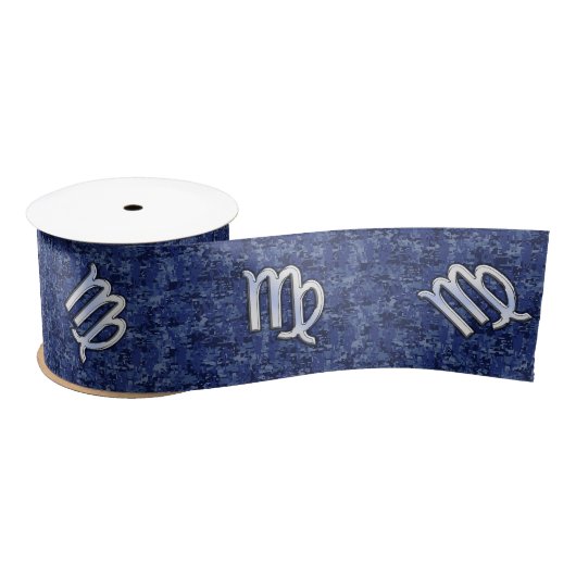 Chrome like Virgo Zodiac Sign on Blue Digital Camo Lint (Spoel)