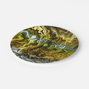 Chrome Liquid Metallic Gold Silver Cool Party Papieren Bordje