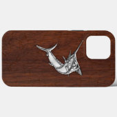 Chrome Marlin Fish on Natte Mahogany Print Case-Mate iPhone Case (Achterkant (horizontaal))