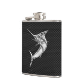 Chrome Marlin on Carbon Fiber Print Heupfles (Links)