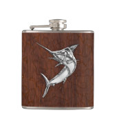 Chrome Marlin on Natte Mahogany Print Heupfles (Voorkant)