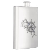 Chrome Mermaid Nautical Print Heupfles (Rechts)