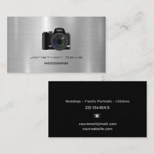 Chrome Metal Design Photography Camera Visitekaartje