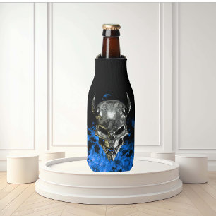 Chrome Metalen Demon Schedel Blauwe Vlam Flesjeskoeler