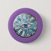 Chrome Mystical Eye Design Ronde Button 5,7 Cm (Voorkant)