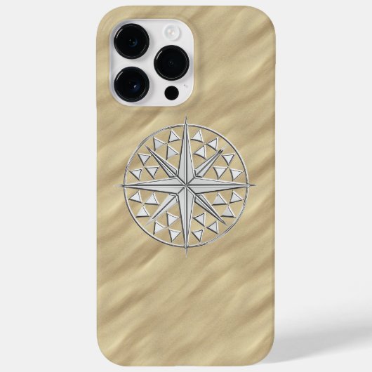 Chrome Nautical Compass on Sandy Beach Print Case-Mate iPhone Case (Achterkant)
