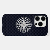 Chrome Nautical Star op koolstofvezel Case-Mate iPhone Case (Achterkant (horizontaal))