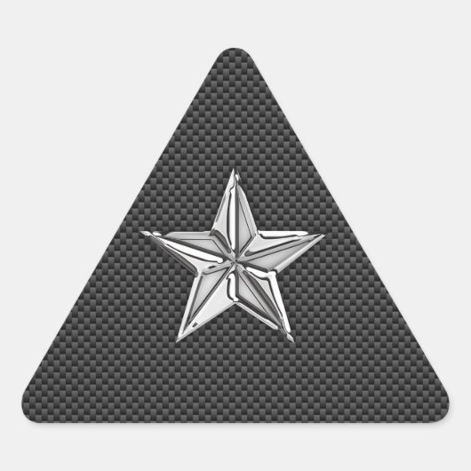 Chrome Nautical Star op koolstofvezel Driehoek Sticker (Voorkant)