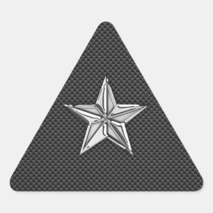 Chrome Nautical Star op koolstofvezel Driehoek Sticker