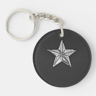 Chrome Nautical Star op koolstofvezel Sleutelhanger
