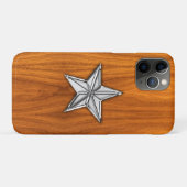 Chrome Nautical Star op Teak Veneer Print Case-Mate iPhone Case (Achterkant (horizontaal))