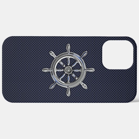 Chrome Nautical Wheel op koolstofvezel afdrukken Case-Mate iPhone Case (Achterkant / Rechts)