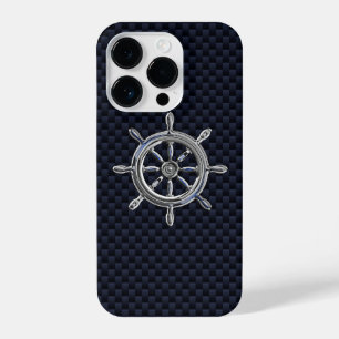 Chrome Nautical Wheel op koolstofvezel afdrukken iPhone 14 Plus Hoesje