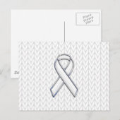 Chrome on White Chevrons Ribbon Awareness Print Briefkaart (Voorkant / Achterkant)