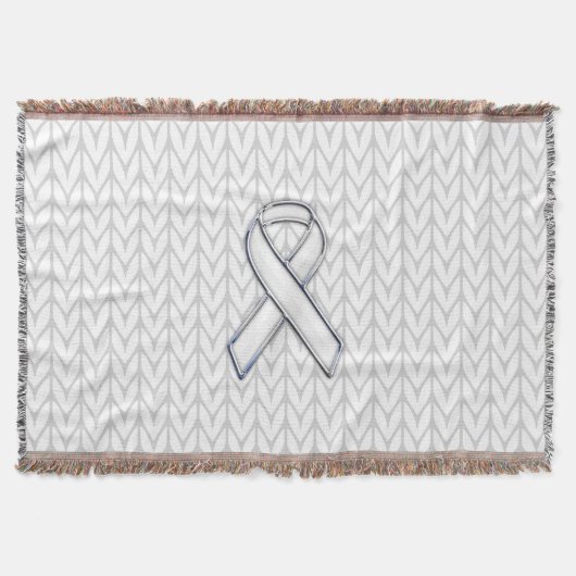 Chrome on White Chevrons Ribbon Awareness Print Deken (Voorkant)