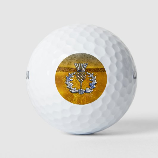 Chrome op bier Print Schotse distel Golfballen (Voorkant)