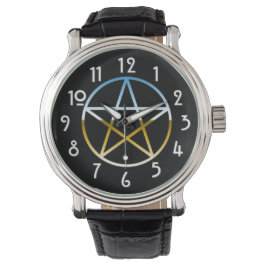 Chrome pentacle op zwart horloge