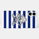 Chrome Piraat Kruisbeenderen op Marine Strepen Case-Mate iPhone Case (Achterkant (horizontaal))