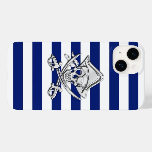 Chrome Pirate Crossbones Afdrukken op marinestapel Case-Mate iPhone Case (Achterkant (horizontaal))
