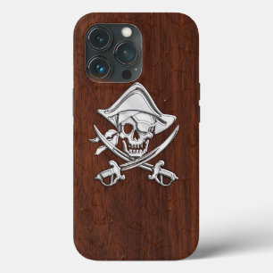 Chrome Pirate onNatte Mahogany Print iPhone 13 Pro Hoesje