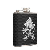 Chrome Pirate over de afdruk van koolstofvezel Heupfles (Rechts)