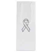 Chrome Print Belted White Ribbon Awareness Wijn Cadeautas (Voorkant)