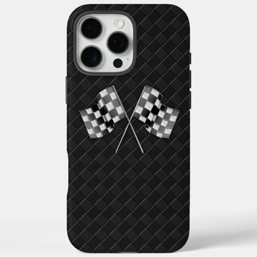 Chrome Racing Vlaggen op geruit leer Case-Mate iPhone Case (Achterkant)