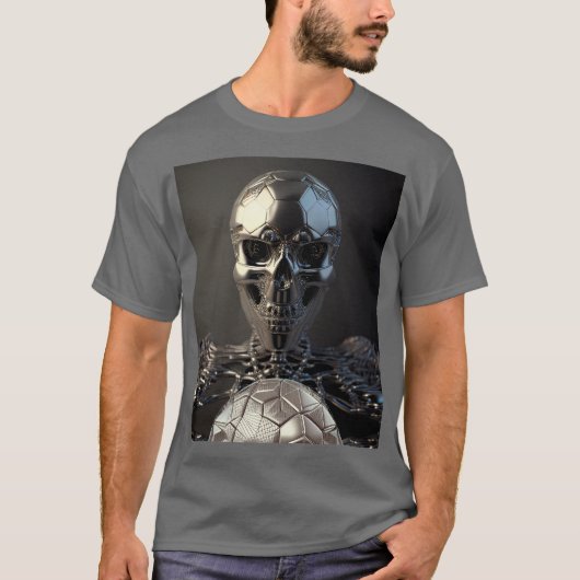Chrome Robot Soccer Crâne -Soccer T-Shirt (Devant)
