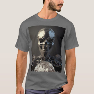 Chrome Robot Soccer Skull - Soccer T-Shirt