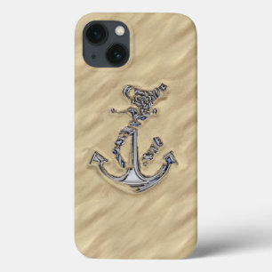 Chrome Rope Anchor in het zand Decor iPhone 13 Hoesje