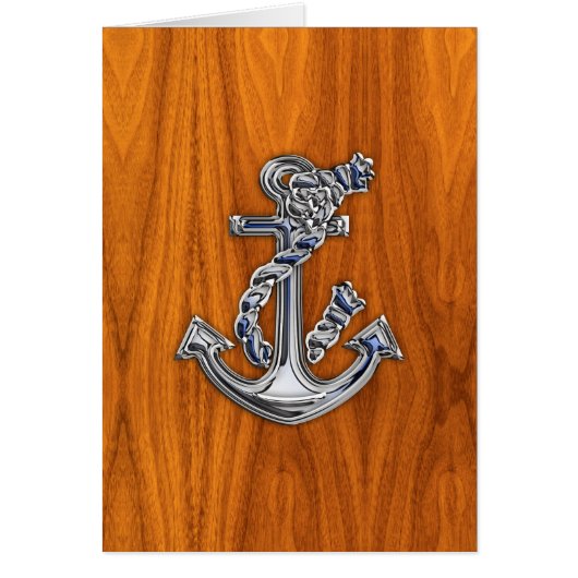 Chrome Rope Anchor op Teak Veneer (Voorkant)