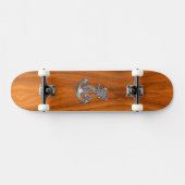Chrome Rope Anchor op Teak Veneer Skateboard (Horizontaal)