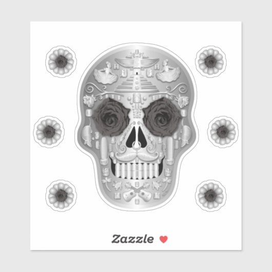 Chrome (Rose noir) Sticker Calavera (Feuille)