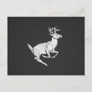 Chrome Running Deer on Carbon Fiber Print Briefkaart