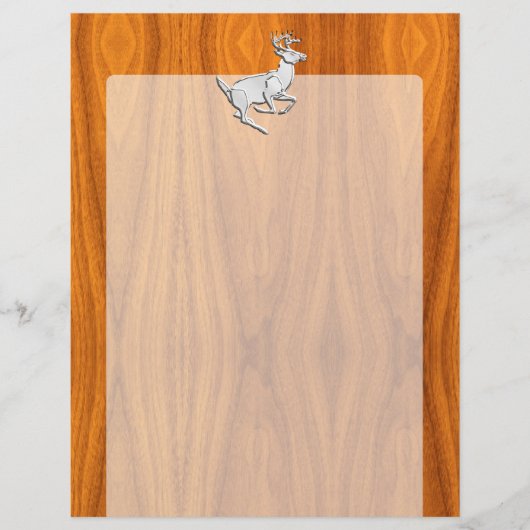 Chrome Running Deer op Fine Teak Print (Voorkant)