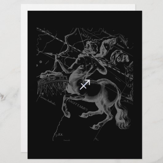 Chrome Sagittarius Zodiac Sign Hevelius circa 1690 (Voorkant / Achterkant)