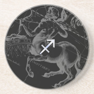 Chrome Sagittarius Zodiac Sign Hevelius circa 1690 Zandsteen Onderzetter