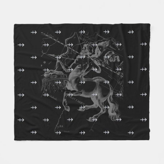 Chrome Sagittarius Zodiac Sign on Hevelius Decor Fleece Deken (Voorkant (Horizontaal))