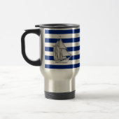 Chrome Sailboat on Nautical Stripes Reisbeker (Links)