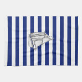 Chrome Sailboat on Nautical Stripes Theedoek (Horizontaal)