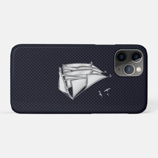 Chrome Sailboot on Carbon Fiber Print Case-Mate iPhone Case (Achterkant (horizontaal))