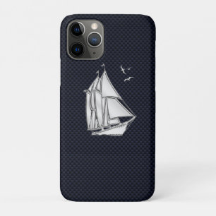 Chrome Sailboot on Carbon Fiber Print iPhone 11 Pro Hoesje