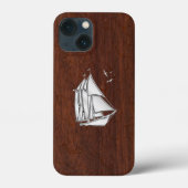 Chrome Sailboot on Natte Mahogany Print Case-Mate iPhone Case (Achterkant)