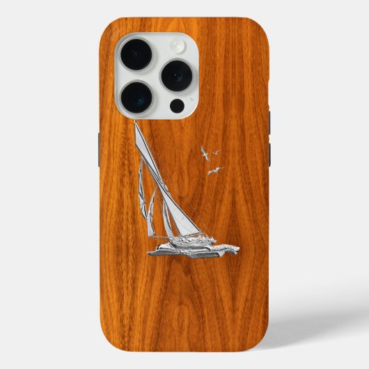 Chrome Sailboot op Teak Veneer Print Case-Mate iPhone Case (Achterkant)