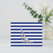 Chrome Sailing on Nautical Stripes Briefkaart (Staand voorkant)