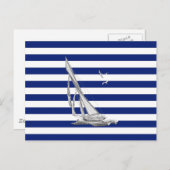 Chrome Sailing on Nautical Stripes Briefkaart (Voorkant / Achterkant)