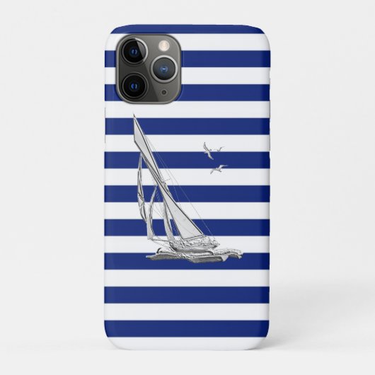 Chrome Sailing on Nautical Stripes Case-Mate iPhone Case (Achterkant)