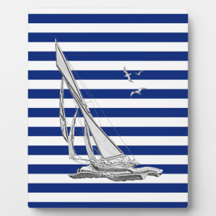 Chrome Sailing on Nautical Stripes Fotoplaat