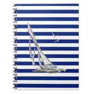 Chrome Sailing on Nautical Stripes Notitieboek