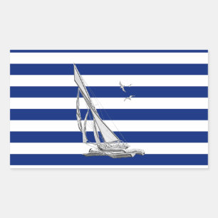 Chrome Sailing op Nautical Stripes Rechthoekige Sticker